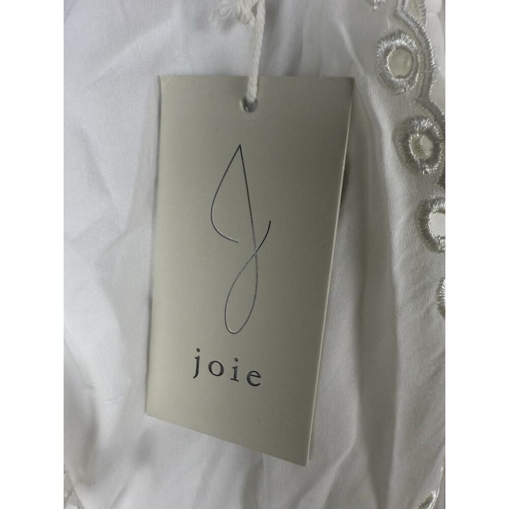Joie Women's Ruffle Round Neck Lace Trim Long Sleeves Blouse White Size XL - Picture 2 of 9